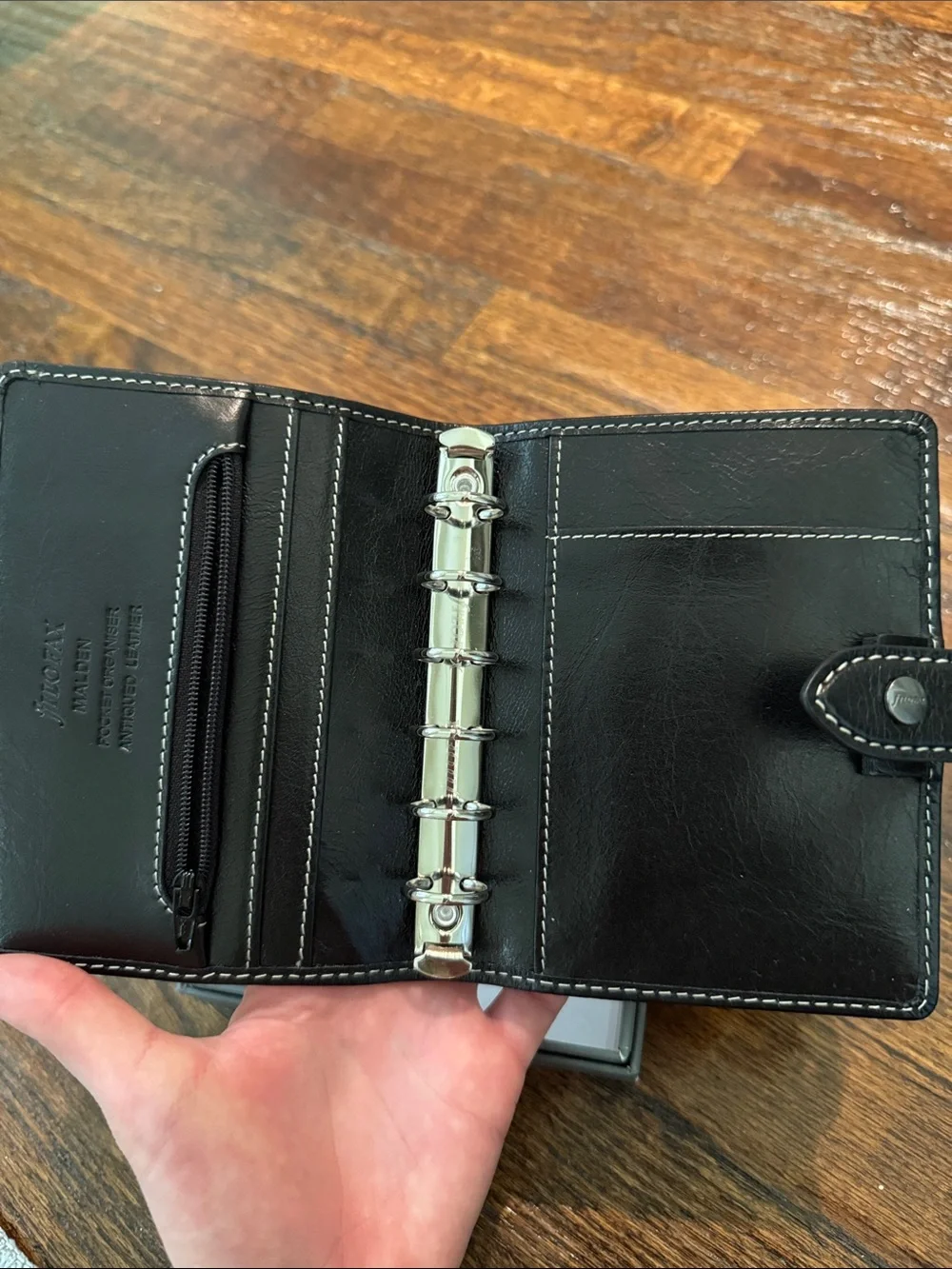 filoFAX Black Leather Card & Key Holder Wallet
